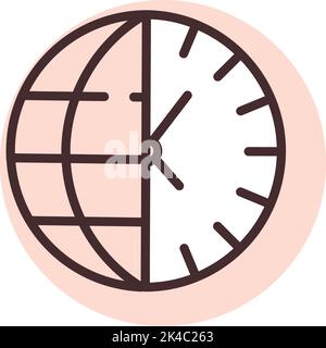 World clock time, illustration, vector on white background. Stock Vector
