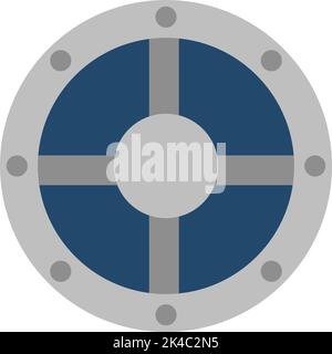 Viking shield, illustration, vector on white background. Stock Vector