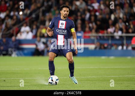 Paris, France. 01st Oct, 2022. Marquinhos of PSG during the French championship Ligue 1 football match between Paris Saint-Germain (PSG) and OGC Nice (OGCN) on October 1, 2022 at Parc des Princes stadium in Paris, France - Photo Jean Catuffe/DPPI Credit: DPPI Media/Alamy Live News Stock Photo