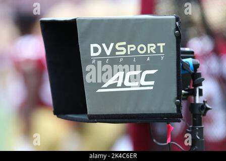 Alumni Stadium. 1st Oct, 2022. MA, USA; General view of the instant replay video machine during the NCAA football game between Louisville Cardinals and Boston College Eagles at Alumni Stadium. Anthony Nesmith/CSM/Alamy Live News Stock Photo