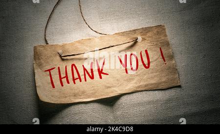 Close up conceptual shot of a idea showing Thank You Stock Photo