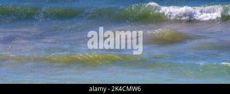 wild waves roll and crash on Lake Michigan in Michigan USA Stock Photo