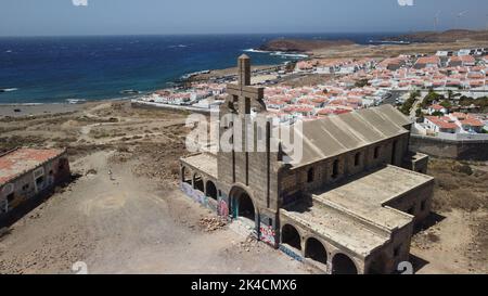 An aerial view of a cathedral in the lost place Abades in Tenerife, Spain Stock Photo