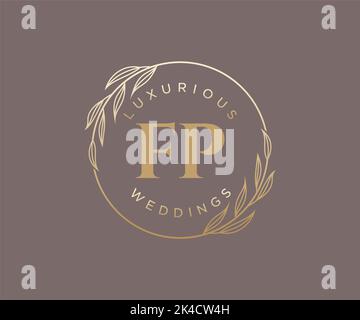FP Initials letter Wedding monogram logos template, hand drawn modern minimalistic and floral templates for Invitation cards, Save the Date, elegant Stock Vector