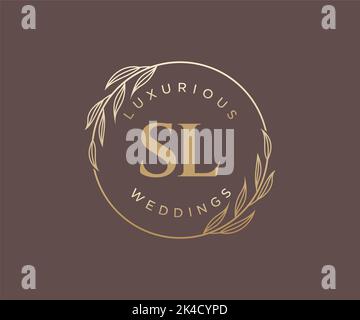 SL Initials letter Wedding monogram logos template, hand drawn modern minimalistic and floral templates for Invitation cards, Save the Date, elegant Stock Vector