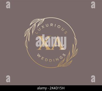 XA Initials letter Wedding monogram logos template, hand drawn modern minimalistic and floral templates for Invitation cards, Save the Date, elegant Stock Vector