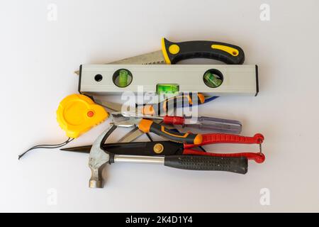 Set of tools on a white isolated background Stock Photo