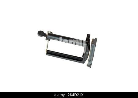 Smart phone holder head set on white isolated background Stock Photo
