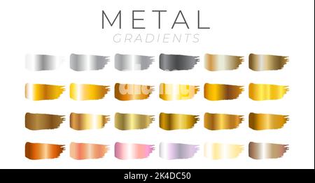 Gold Gradients Paint Color Swatches with Brush Strokes Stock Vector ...
