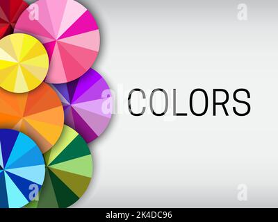 Colors Banner Background Illustration, with Color Wheels in Blue, Red, Pink, Purple, Green, Yellow and Orange Colors Stock Vector