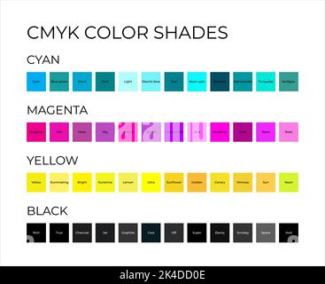 CMYK Color Shades Illustration with Swatches Stock Vector
