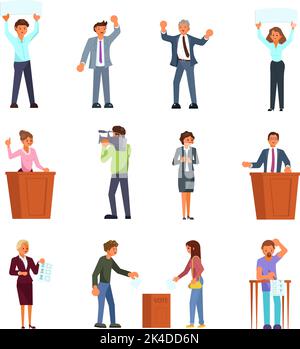 People involved in election process vector flat illustration Stock Vector