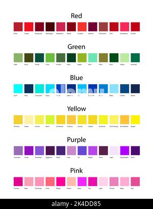 Purple Color Shades Swatches Palette with Names Stock Vector Image ...