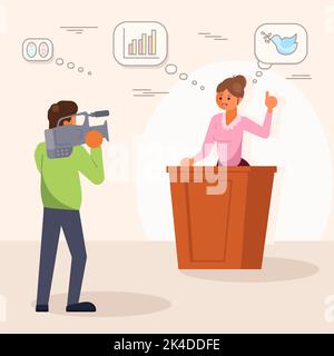Pre-election campaign concept vector flat style illustration Stock ...