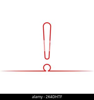 One line exclamation mark attention icon, important information alert exclaim Stock Vector