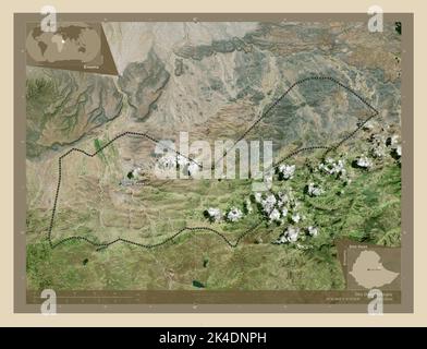 Dire Dawa, city of Ethiopia. High resolution satellite map. Locations and names of major cities of the region. Corner auxiliary location maps Stock Photo