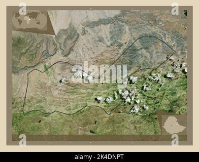 Dire Dawa, city of Ethiopia. High resolution satellite map. Locations of major cities of the region. Corner auxiliary location maps Stock Photo