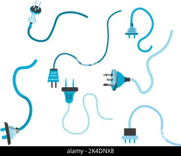 Plugs with wires, electric appliance cord set Stock Vector