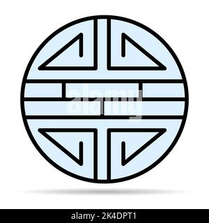 Traditional shou shadow icon, spiritual isolated shu flat symbol, asian vector illustration . Stock Vector