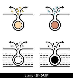 Set of Cleaning pore icon, blackhead dermatology skin problem, acne skincare problem symbol vector illustration . Stock Vector