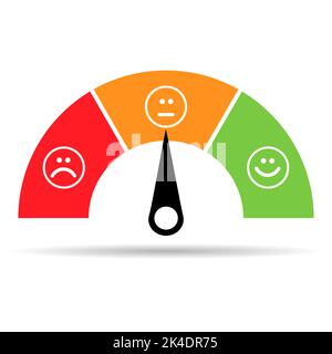 Customer satisfaction meter shadow icon, graph rating measure business ...