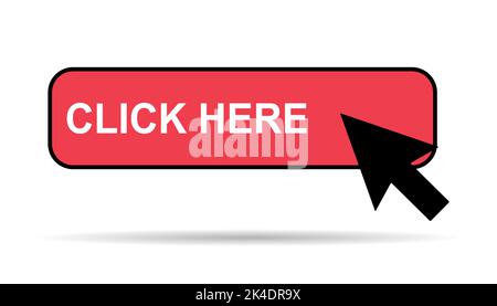 Click here web button with shadow, internet flat pointer design, press link vector illustration . Stock Vector