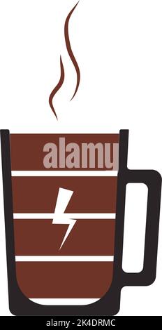 Cup of coffee, battery energy level, charge of cheerful. Vector illustration. Battery level, coffee like energy power, morning taste, drink charge, bu Stock Vector