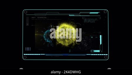 Image of data processing over virus cells Stock Photo