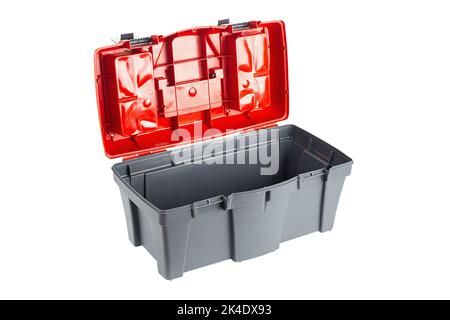Plastic toolbox with red top isolated on white background. File contains clipping path. Stock Photo