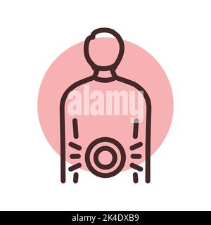 Back pain olor line icon. Pictogram for web page Stock Vector