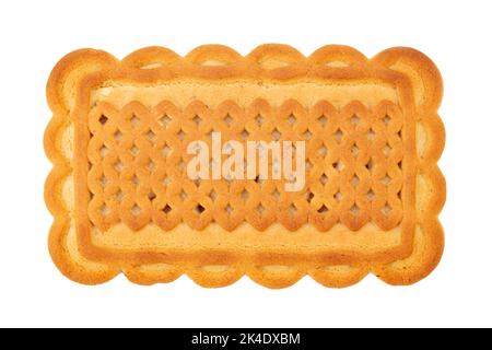 Fresh cookies rectangular shape isolated on white background. File contains clipping path. Full depth of field. Stock Photo