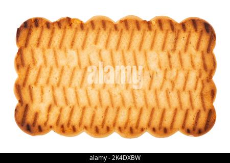 Fresh cookies rectangular shape isolated on white background. File contains clipping path. Full depth of field. Stock Photo