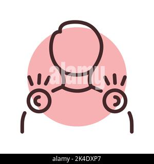 Pain in the neck and shoulders olor line icon. Pictogram for web page Stock Vector