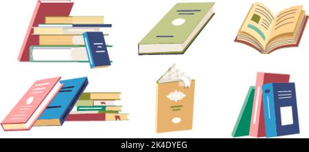 Pile of books and folders, reports and textbooks Stock Vector