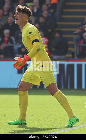 London ENGLAND - October 01: Chelsea's Kepa Arrizabalaga during English Premier League soccer match between Crystal Palace against Chelsea at Selhurst Stock Photo