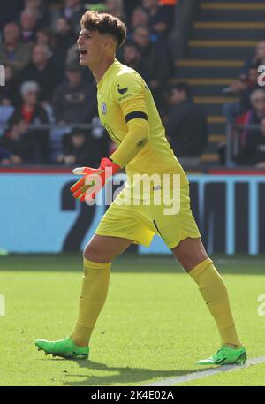 London ENGLAND - October 01: Chelsea's Kepa Arrizabalaga during English Premier League soccer match between Crystal Palace against Chelsea at Selhurst Stock Photo