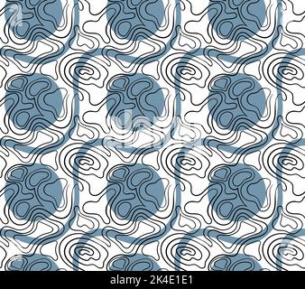 Modern style semless vector pattern made on curves and circles Stock Vector