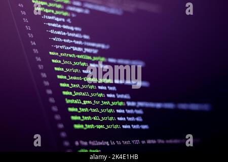 Compressed colorful Code background. Web programming with ruby coding Stock Photo