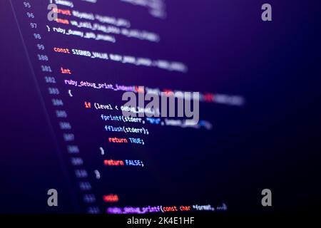Compressed colorful Code background. Web programming with ruby coding Stock Photo