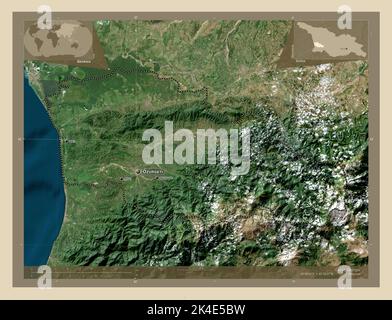 Guria, region of Georgia. High resolution satellite map. Locations and names of major cities of the region. Corner auxiliary location maps Stock Photo