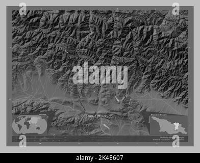 Mtskheta-Mtianeti, region of Georgia. Grayscale elevation map with ...