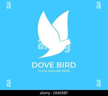 Bird wing Dove, flying Dove logo design. Flying bird - dove or pigeon with its wings spread vector design and illustration. Stock Vector