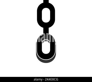 Black contour of the metal chain with highlights on the links, Construction and industry logo design. Chain solid icon. Set of chain vector signs. Stock Vector