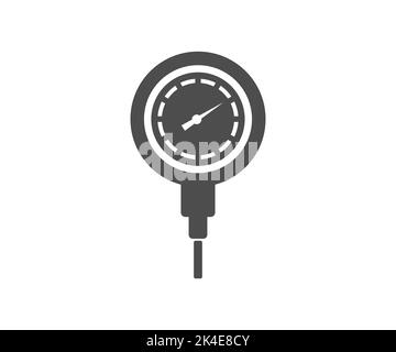 Black Tire pressure gauge, checking tire pressure, gauge, manometer logo design. Car safe concept, vacuum pressure gauge meter details vector design. Stock Vector