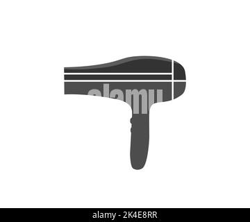 Black Hair dryer logo design. Modern blow dryer and hairdresser tools  vector design and illustration. Stock Vector