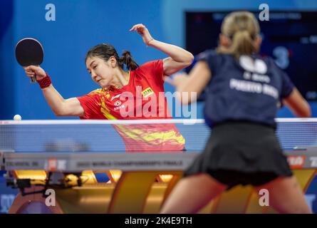 CHENGDU, CHINA - OCTOBER 2, 2022 - Chen Meng of China competes against Puerto Rico during the Men's Group match between Portugal and Brazil of 2022 IT Stock Photo