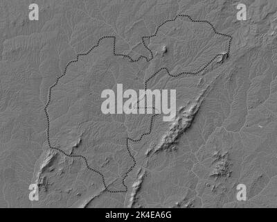 Ahafo, region of Ghana. Bilevel elevation map with lakes and rivers Stock Photo