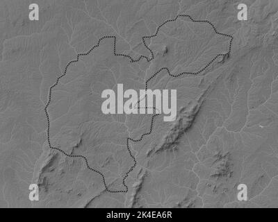 Ahafo, region of Ghana. Grayscale elevation map with lakes and rivers Stock Photo