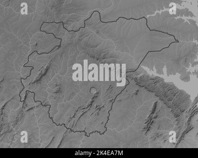 Ashanti, region of Ghana. Grayscale elevation map with lakes and rivers Stock Photo