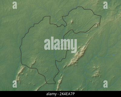 Ahafo, region of Ghana. Colored elevation map with lakes and rivers Stock Photo